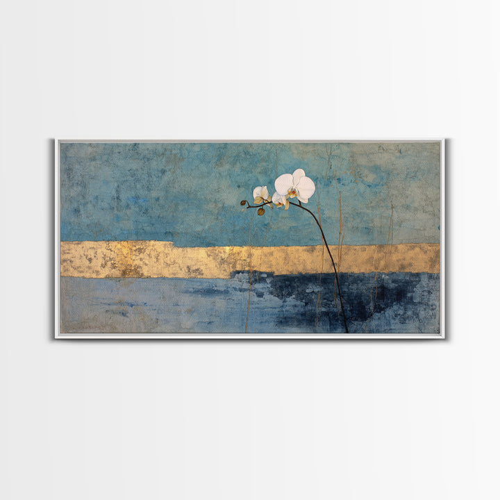 Single Orchid Stem Framed Canvas Print, Zen Art, Contemporary Art, Living Room Decor, Fine Art, Zen, Wall Art, Home Decor, ZEN-2x1-19