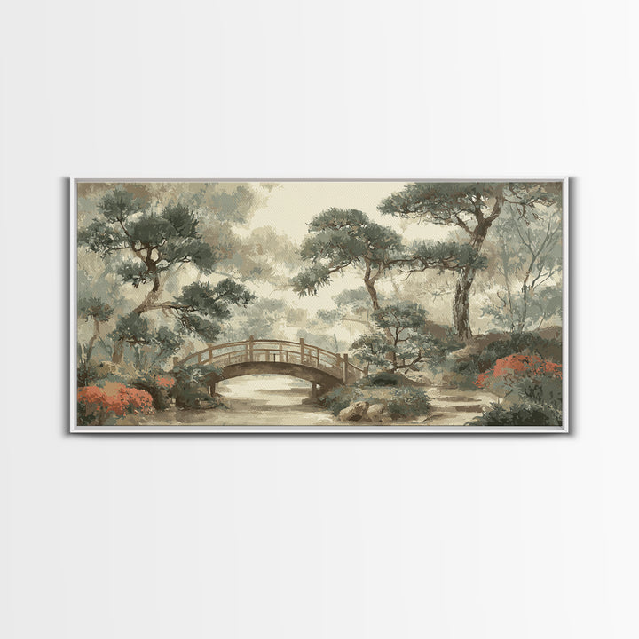 Japanese Garden Bridge Implied Through Shapes Canvas Print, Zen Art, Abstract Art, Living Room Decor, Watercolor Art, Zen, ZEN-2x1-58