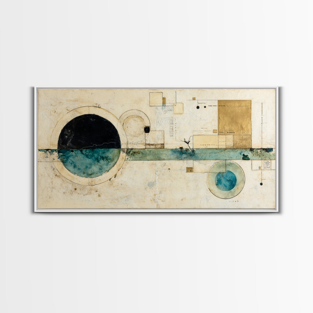 Abstract Balance of Circle Square and Line Canvas Print, Zen Art, Minimalist Wall Art, Living Room Decor, Abstract Art, Zen, ZEN-2x1-63