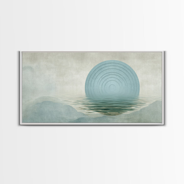 Water Ripple Circle Framed Canvas Print, Zen Art, Digital Print, Living Room Decor, Fine Art, Zen, Extra Large Wall Art, ZEN-2x1-9