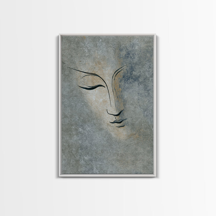 Calm Face with Closed Eyes and Simple Canvas Print, Zen Art, Abstract Art, Living Room Decor, Fine Art, Zen, Wabi Sabi Wall Art, ZEN-2x3-54