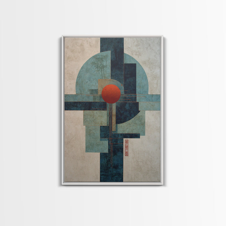 Abstract Balance of Circle Square and Line Framed Canvas Print, Zen Art, Contemporary Art, Living Room Decor, Abstract Art, Zen, ZEN-2x3-75