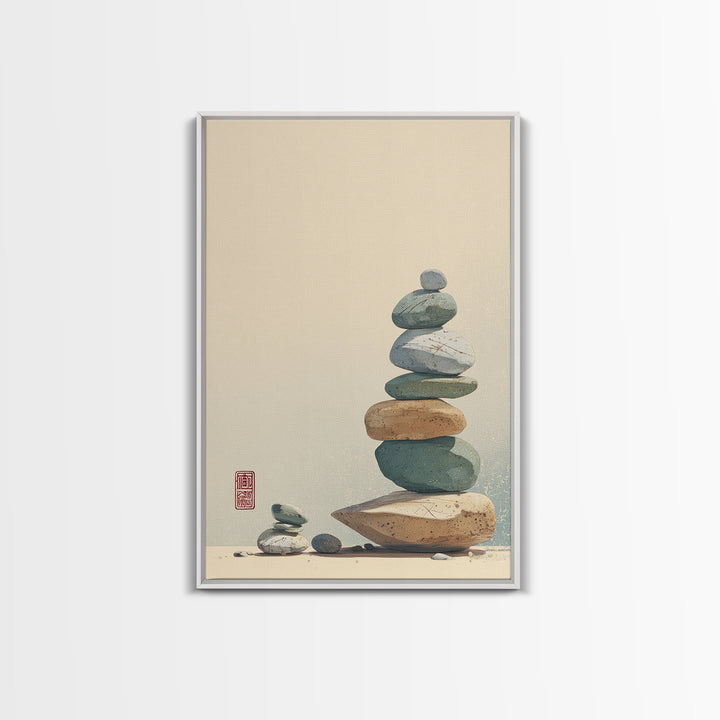 Smooth Pebbles Arranged Canvas Print, Zen Art, Textured Painting, Living Room Decor, Fine Art, Zen, Abstract Art, Digital Print, ZEN-2x3-91