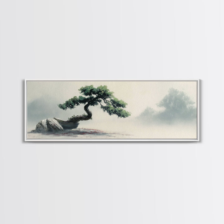 Bonsai Tree in Simple Ceramic Pot Canvas Print, Zen Art, Living Room Decor, Abstract Art, Zen, Abstract Painting, ZEN-3x1-100