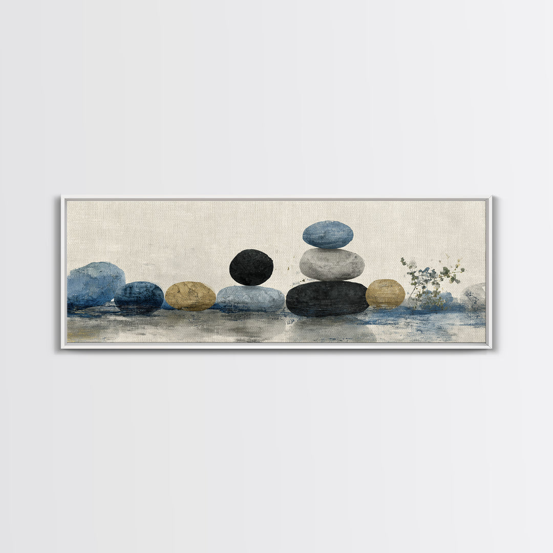 Smooth Pebbles Arranged Framed Canvas Print, Zen Art, Printable Art, Living Room Decor, Fine Art, Zen, Nature Prints, ZEN-3x1-51