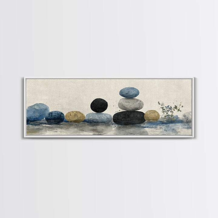 Smooth Pebbles Arranged Framed Canvas Print, Zen Art, Printable Art, Living Room Decor, Fine Art, Zen, Nature Prints, ZEN-3x1-51