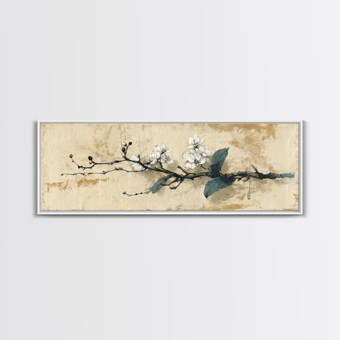 Single Orchid Stem Framed Canvas Print, Zen Art, Wall Decor, Living Room Decor, Zen, Japanese Wall Art, Boho Wall Decor, ZEN-3x1-63