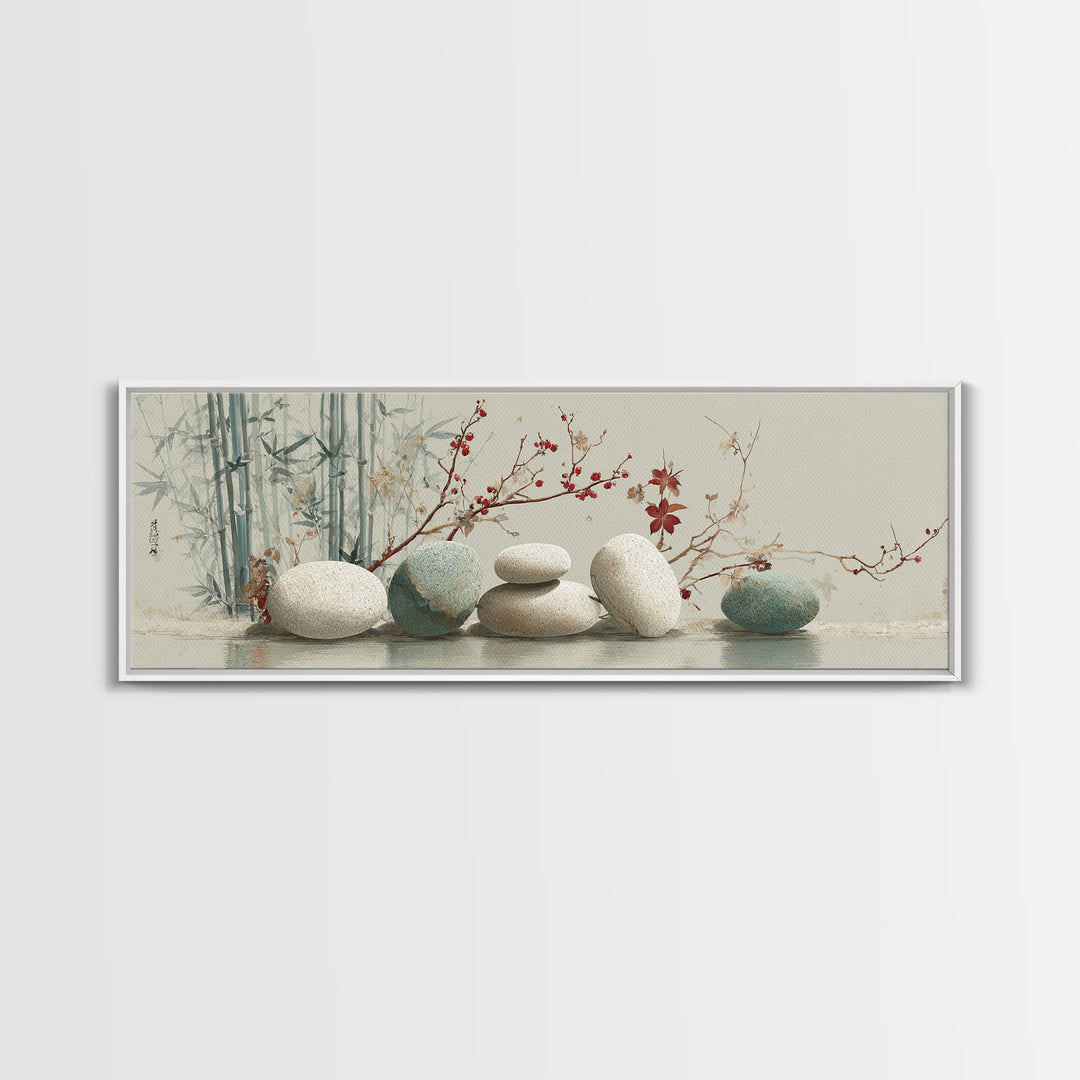 Smooth Pebbles Arranged Canvas Print, Zen Art, Japanese Art, Living Room Decor, Fine Art, Zen, Contemporary Art, Gallery Decor, ZEN-3x1-75