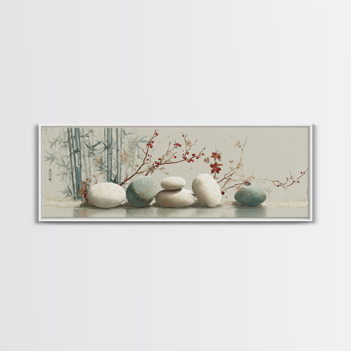 Smooth Pebbles Arranged Canvas Print, Zen Art, Japanese Art, Living Room Decor, Fine Art, Zen, Contemporary Art, Gallery Decor, ZEN-3x1-75