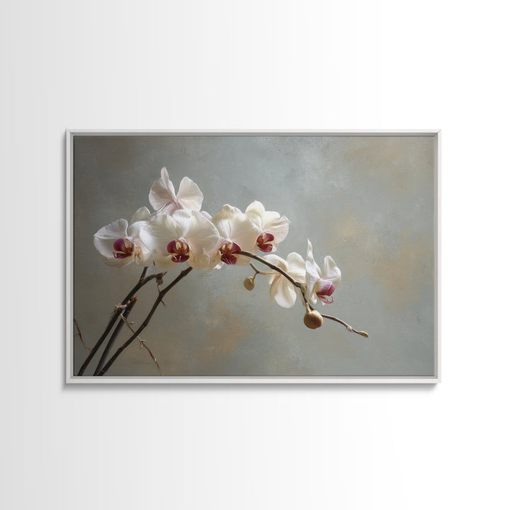 Single Orchid Stem Framed Canvas Print, Zen Art, Wall Art, Living Room Decor, Fine Art, Zen, Boho Wall Art, Garden Art, ZEN-3x2-27