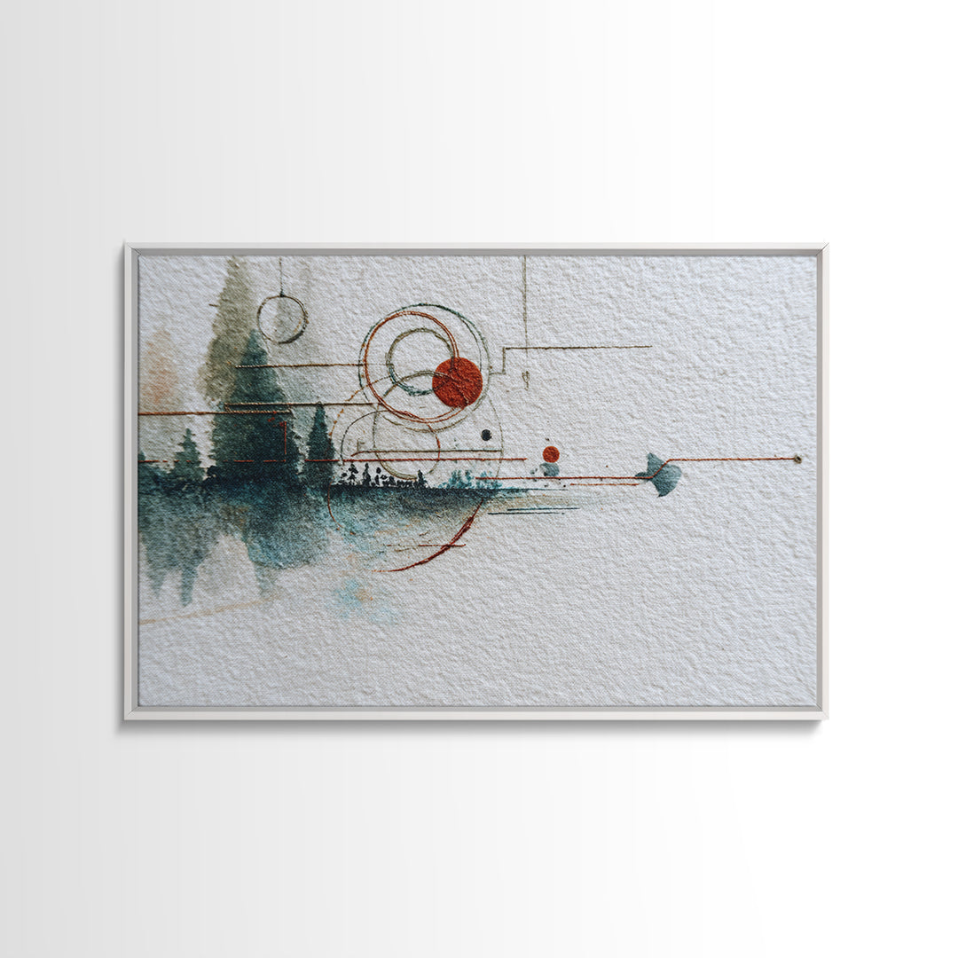 Abstract Balance of Circle Square and Line Framed Canvas Print, Zen Art, Abstract Painting, Living Room Decor, Fine Art, Zen, ZEN-3x2-47