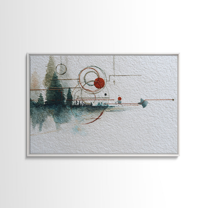 Abstract Balance of Circle Square and Line Framed Canvas Print, Zen Art, Abstract Painting, Living Room Decor, Fine Art, Zen, ZEN-3x2-47