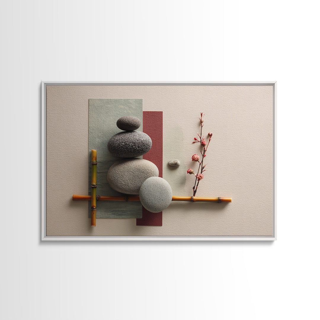 Smooth Pebbles Arranged Framed Canvas Print, Zen Art, Fine Art Print, Living Room Decor, Fine Art, Zen, Printable Wall Art, ZEN-3x2-63