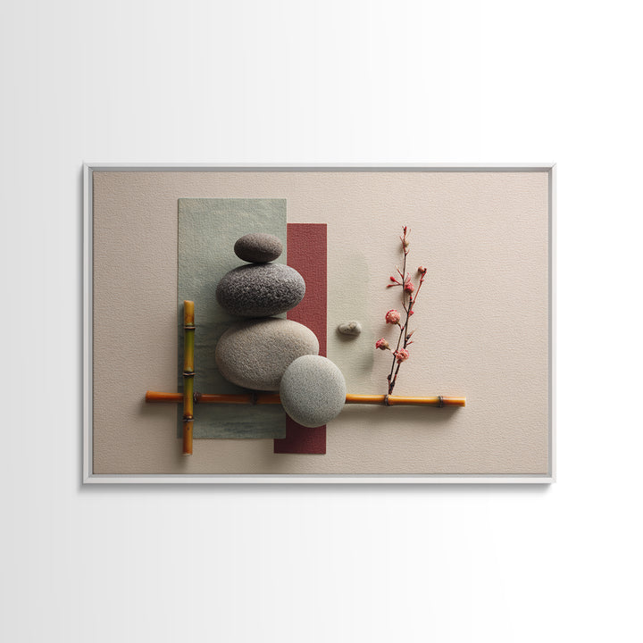 Smooth Pebbles Arranged Framed Canvas Print, Zen Art, Fine Art Print, Living Room Decor, Fine Art, Zen, Printable Wall Art, ZEN-3x2-63