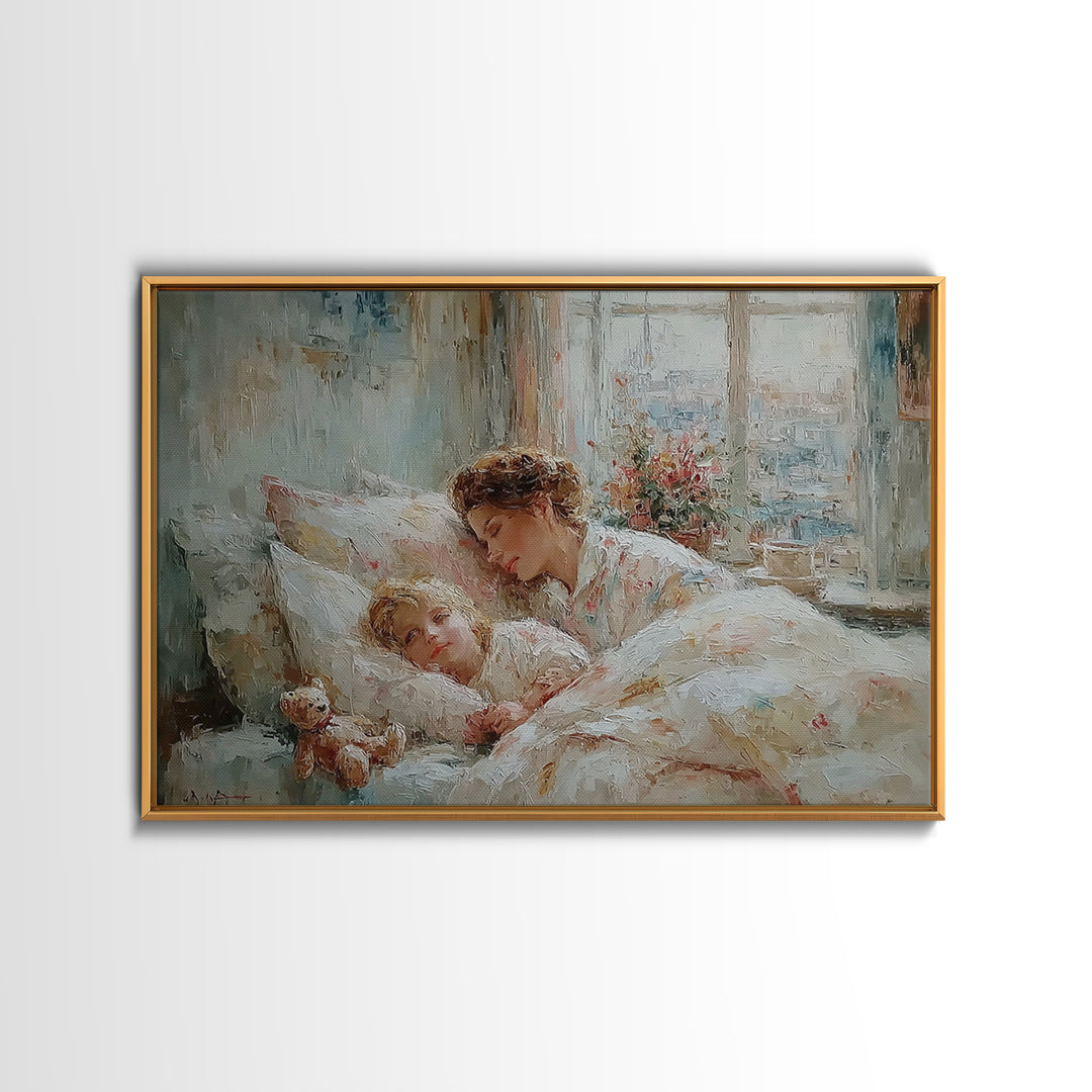 Cozy Mother And Child Bedtime Wall Art, Sweet Dreams Print, Guest Bedroom Decor, Nursery Wall Art, Gift For Mom, Housewarming Gift