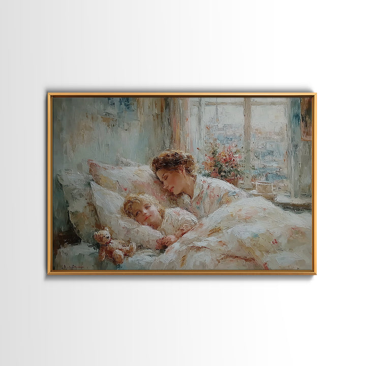 Cozy Mother And Child Bedtime Wall Art, Sweet Dreams Print, Guest Bedroom Decor, Nursery Wall Art, Gift For Mom, Housewarming Gift