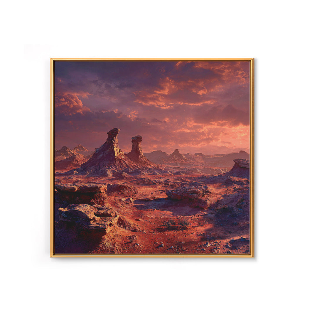 Red Alien Desert Landscape Canvas Print, Surreal Sci Fi Wall Art, Futuristic Fantasy Planet Decor, Statement Artwork For Living Room