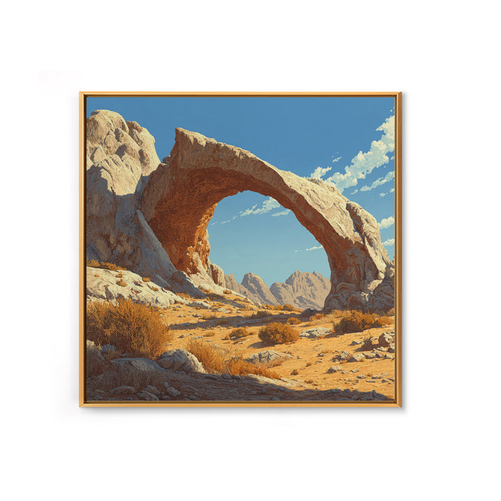 Sandstone Desert Arch Landscape Wall Art, Western Rock Formation Print, Modern Southwest Desert Decor Canvas Print