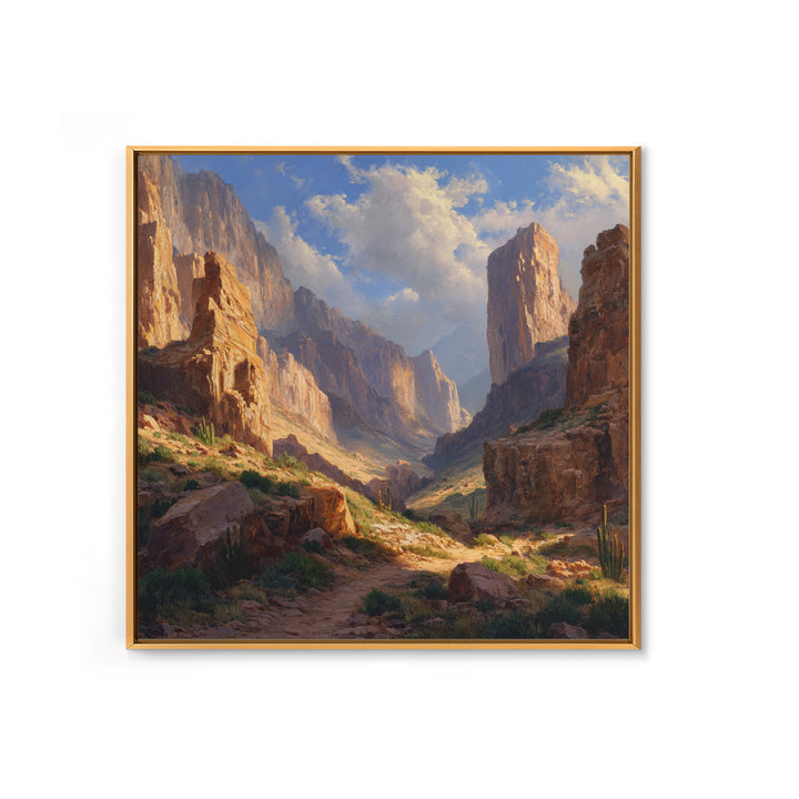 Sunlit Desert Canyon Landscape Wall Art, Western Landscape Canvas Print, Modern Home Decor, Large Living Room Wall Art