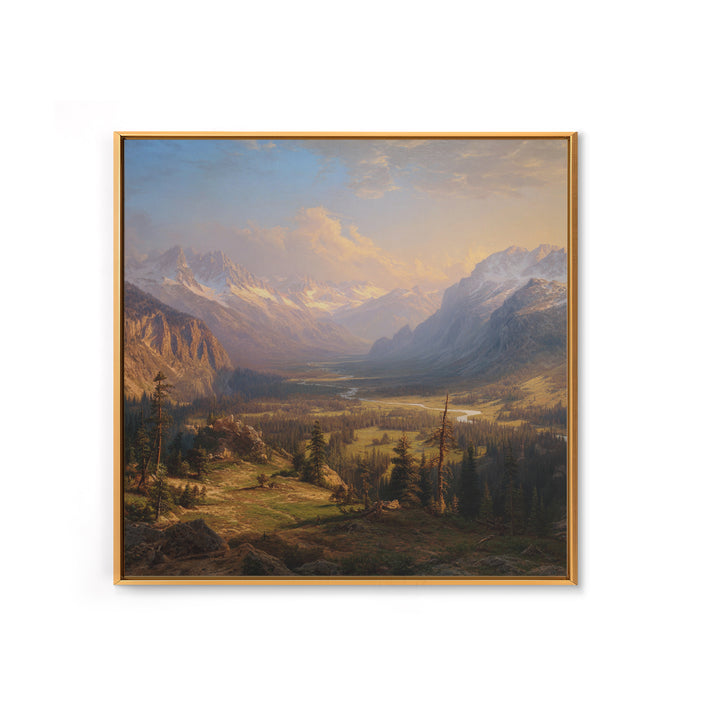 Majestic Mountain Valley At Sunrise Wall Art, Scenic Landscape Print, Nature Home Decor, Large Living Room Canvas Print