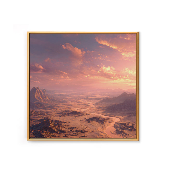 Sunset Desert Canyon Landscape Wall Art, Dreamy Pink Sky Canvas Print, Modern Southwest Home Decor Artwork