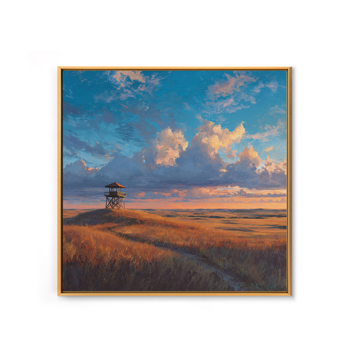 Golden Prairie Sunset Landscape Wall Art Print Rustic Country Painting For Farmhouse Decor Living Room Wall Art Rustic Home Decor