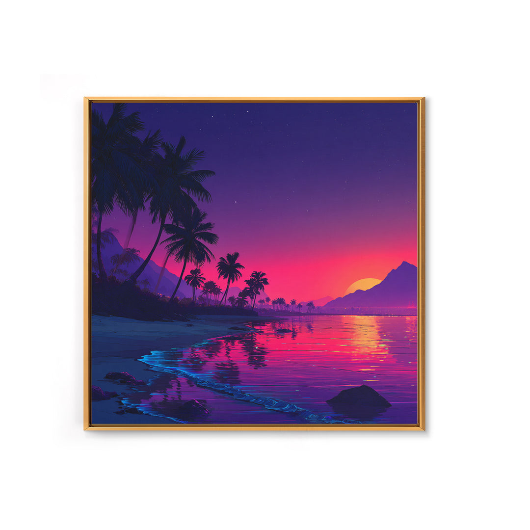 Vibrant Tropical Sunset Beach Wall Art, Colorful Coastal Ocean Print, Summer Home Decor, Modern Coastal Wall Art Print
