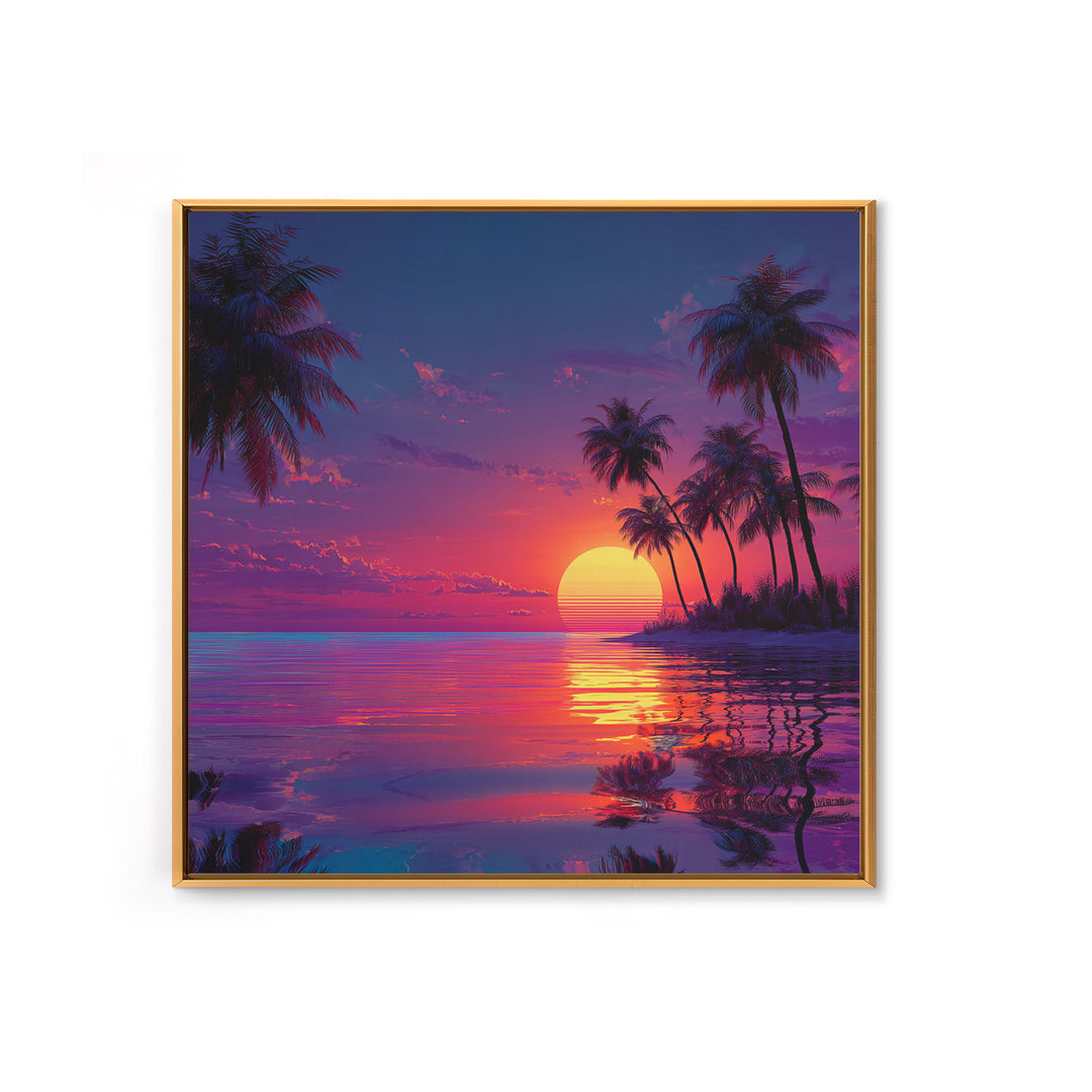 Whimsical Colorful Fantasy Forest With Magical Light And Trees Wall Art Framed Canvas Print For Bedroom And Living Room