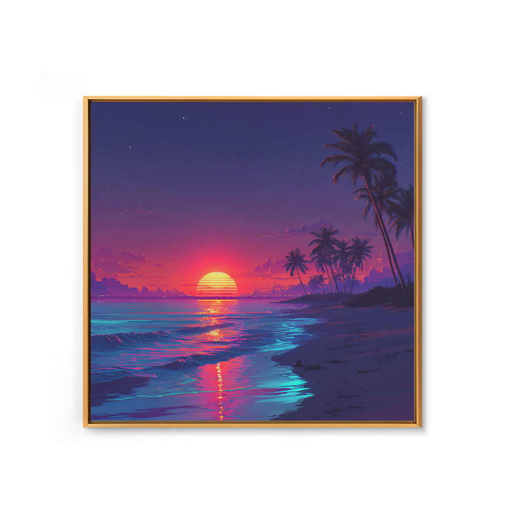 Vibrant Tropical Beach Sunset Wall Art Canvas Print Coastal Ocean Painting Summer Home Decor