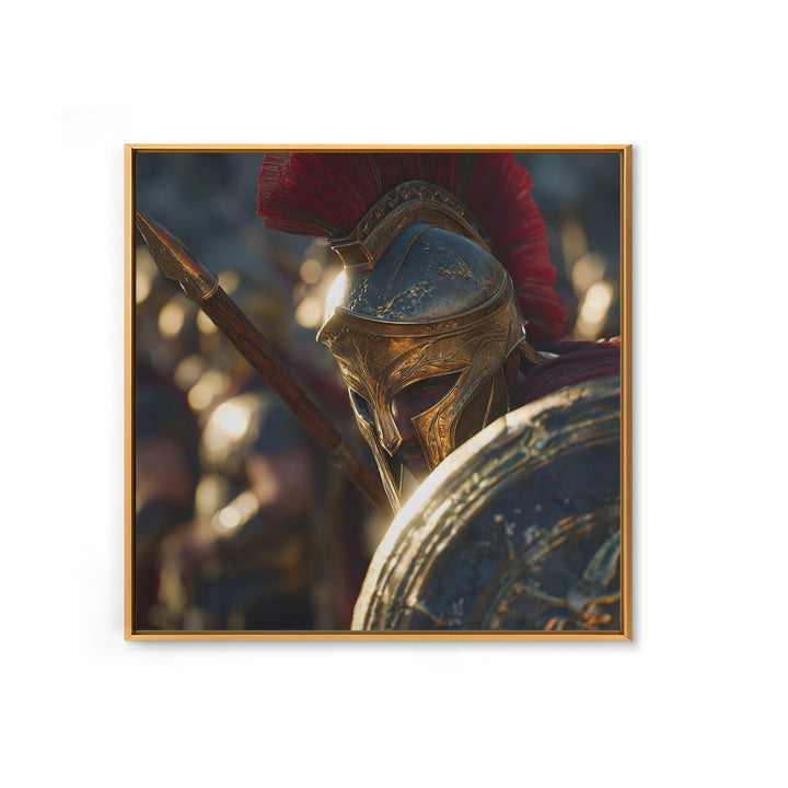 Spartan Hoplite Helmet Wall Art, Ancient Greek Framed Canvas Print, Warrior Decor, Masculine Office Art, Gift For Him, Historical Art