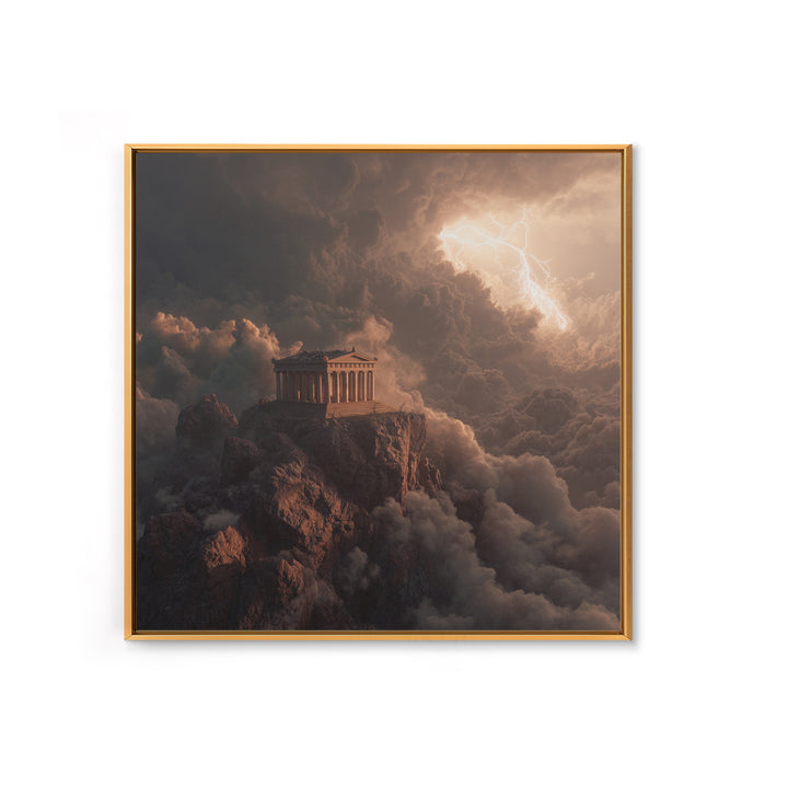 Mythic Greek Temple In Storm Clouds Wall Art, Dramatic Fantasy Canvas Print, Classical Decor, Mythology Art Gift For Him