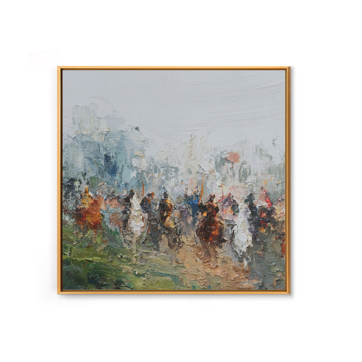 Impressionist Cavalry Charge Wall Art, Roman Battle Painting, Warrior Horse Canvas, Historical Living Room Decor, Large Statement Art