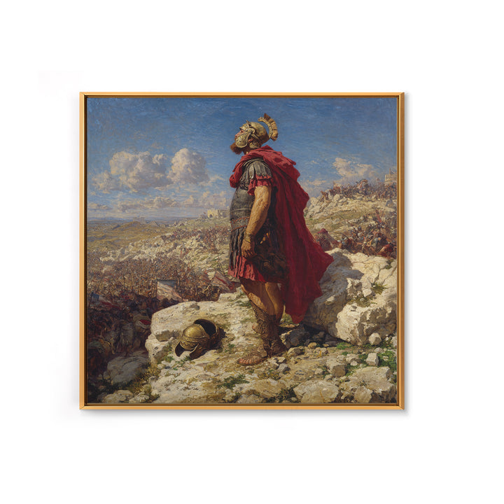 Roman General Overlooking Ancient Battlefield Wall Art, Classical Oil Painting Print, Historical Decor, Living Room Art, Gift For Him