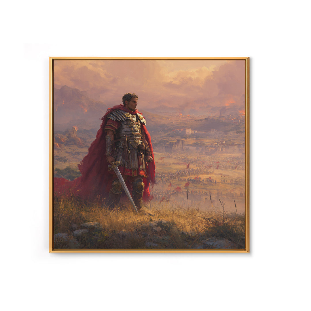 Roman General At Sunset Battlefield Wall Art, Ancient Warrior Canvas, Historical Fine Art Print, Masculine Office Decor Gift