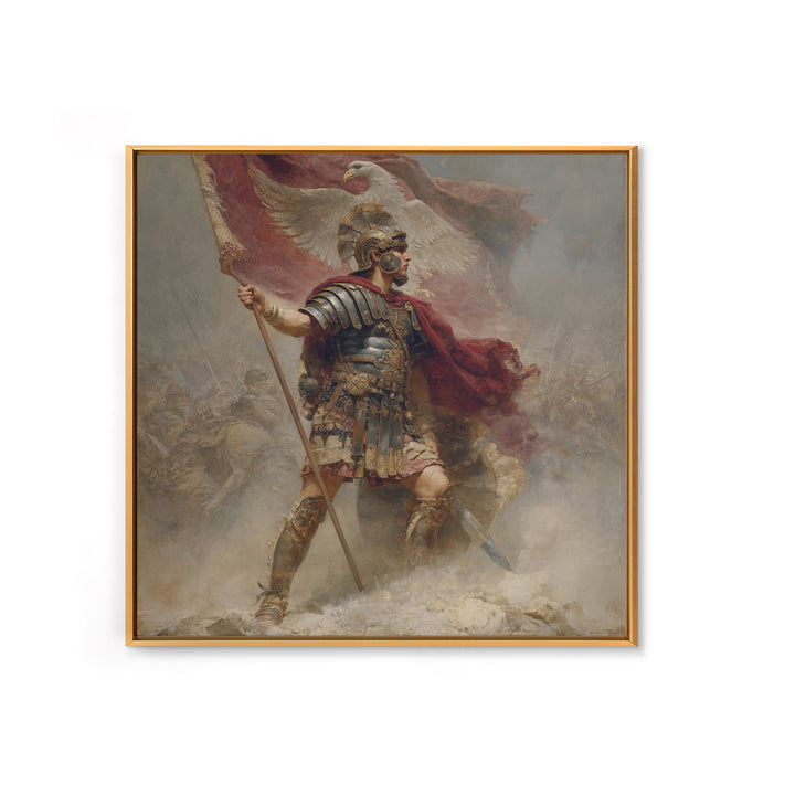 Roman Standard Bearer With Eagle Flag, Classical Battle Canvas Print, Historical Wall Art, Ancient Rome Decor, Gift For Him
