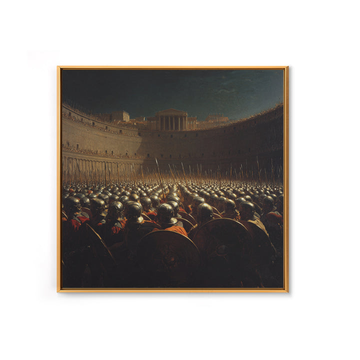 Ancient Army In Colosseum Wall Art, Roman Legion Oil Painting, Historical Battle Scene, Dark Academia Decor, Gift For Him