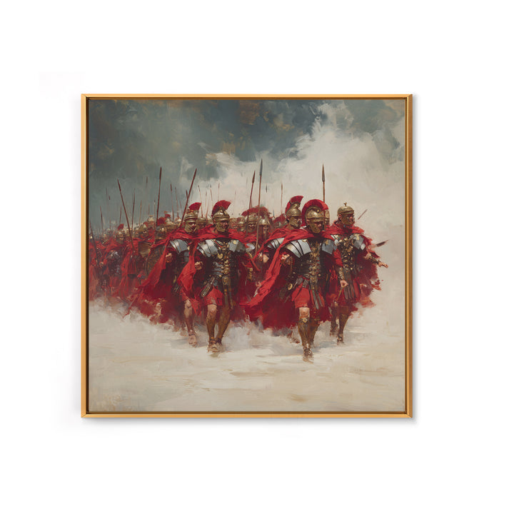 Roman Legion Marching With Red Capes Framed Canvas Print, Historical Wall Art, Masculine Office Decor, Gift For Him, Classic Art
