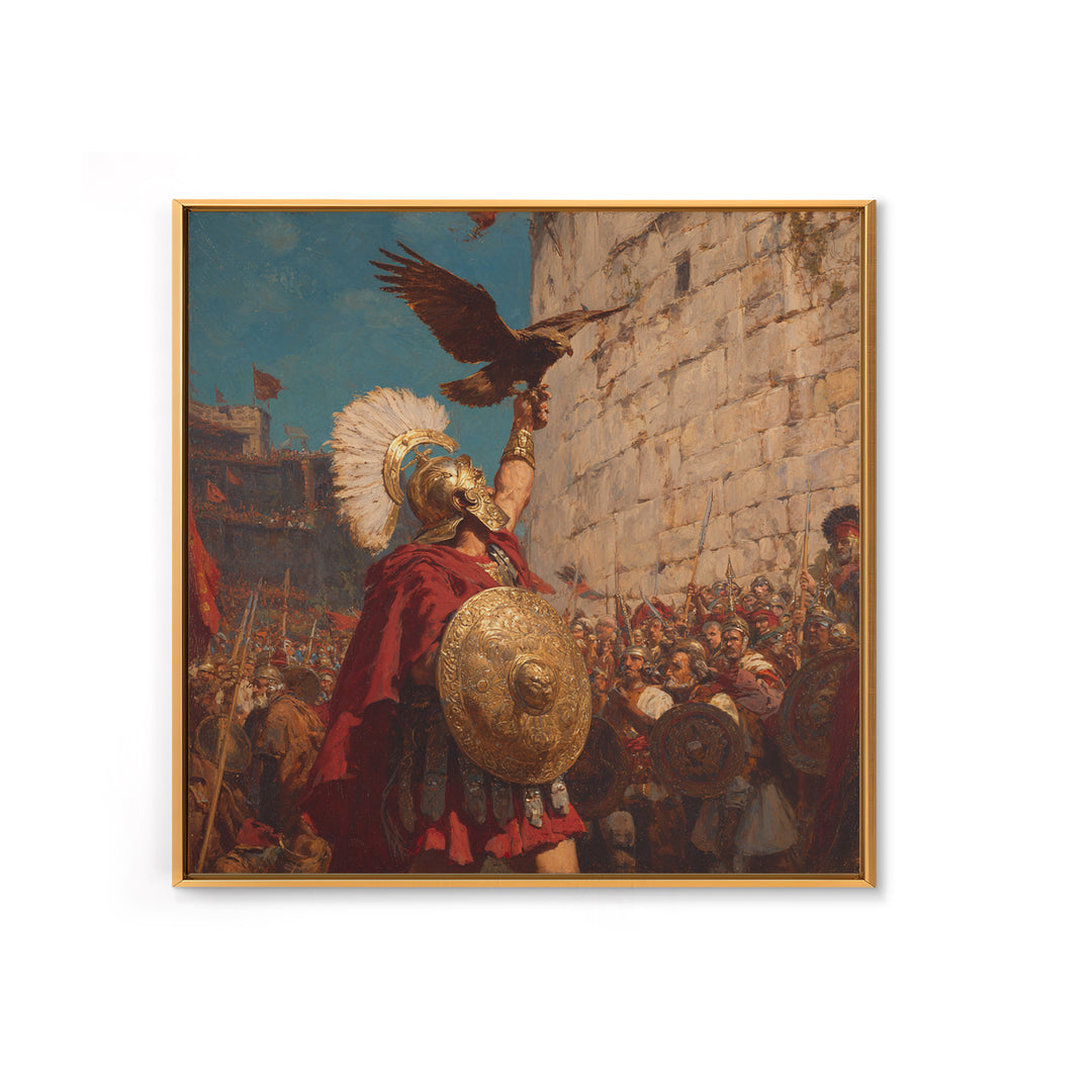 Triumphant Roman Commander With Eagle Wall Art, Ancient Battle Painting, Historical Canvas Decor, Statement Living Room Art