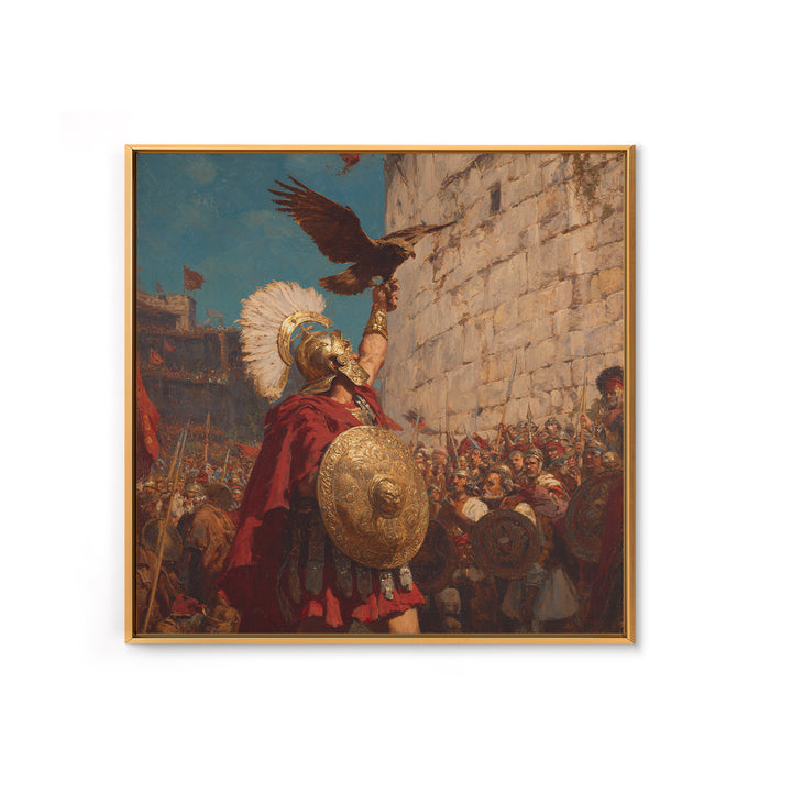 Triumphant Roman Commander With Eagle Wall Art, Ancient Battle Painting, Historical Canvas Decor, Statement Living Room Art