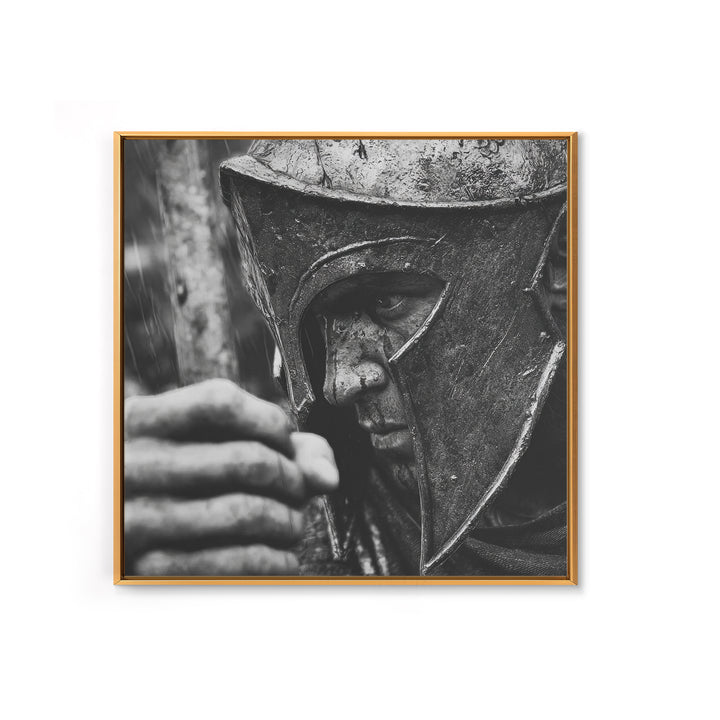 Black And White Spartan Helmet Wall Art, Moody Warrior Canvas Print, Ancient Greek Decor, Masculine Office Art, Gift For Him