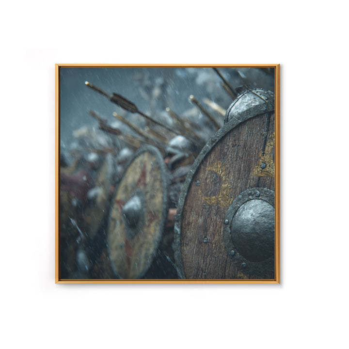 Viking Shield Wall In Snowy Battle Canvas Print, Nordic Warrior Wall Art, Medieval History Decor, Rustic Man Cave Gift, Home Decor
