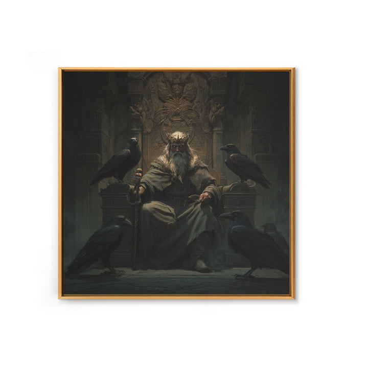 Raven King On Ancient Throne Wall Art, Dark Academia Fantasy Print, Gothic Medieval Decor, Moody Castle Canvas Art, Statement Artwork
