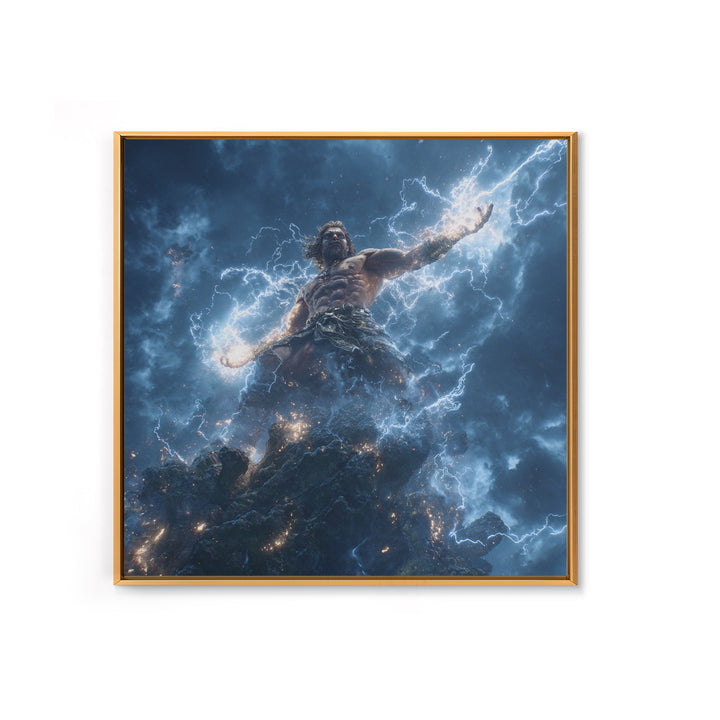 Thunder God Lightning Storm Canvas Print, Mythological Art, Dramatic Fantasy Wall Art, Greek Mythology Home Decor Gift Idea