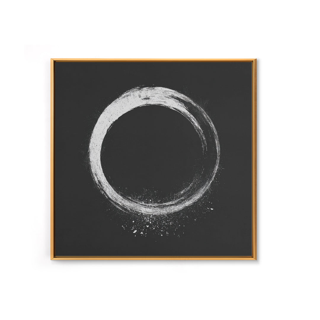 Minimal Enso Circle Zen Wall Art, Black And White Brushstroke Framed Canvas Print, Japanese Meditation Decor