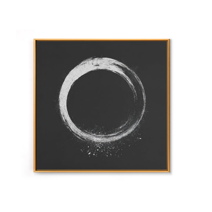 Minimal Enso Circle Zen Wall Art, Black And White Brushstroke Framed Canvas Print, Japanese Meditation Decor