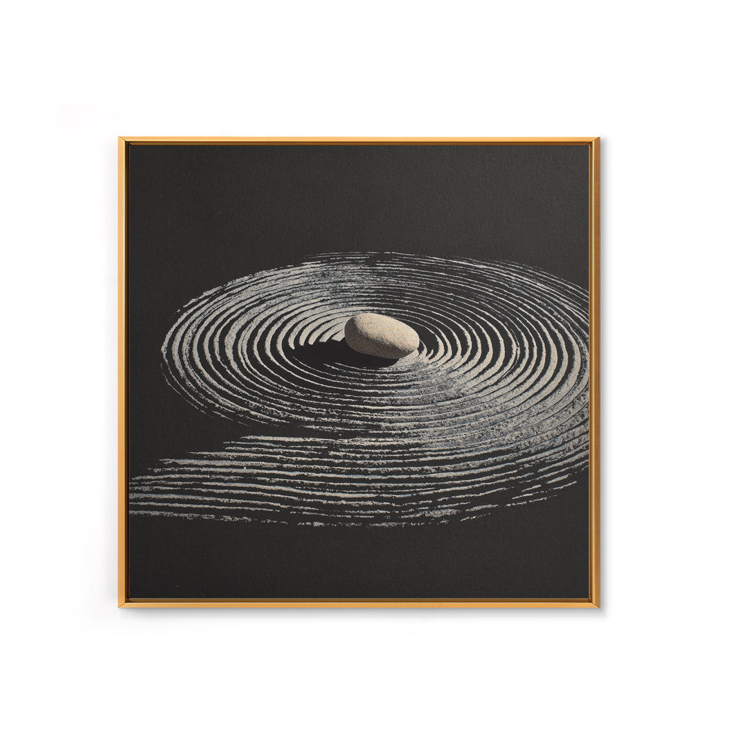 Minimalist Zen Rock And Sand Circle Wall Art, Japanese Zen Decor, Calming Neutral Abstract Art Print, Modern Office Wall Art