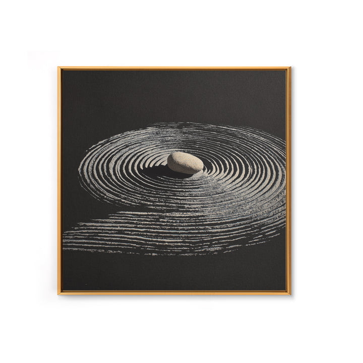 Minimalist Zen Rock And Sand Circle Wall Art, Japanese Zen Decor, Calming Neutral Abstract Art Print, Modern Office Wall Art