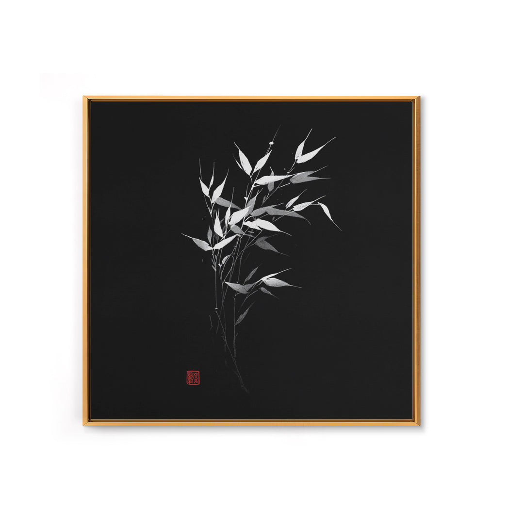Minimalist Bamboo Leaves Black And White Japanese Wall Art Zen Nature Painting Modern Decor Living Room Wall Art Framed Canvas
