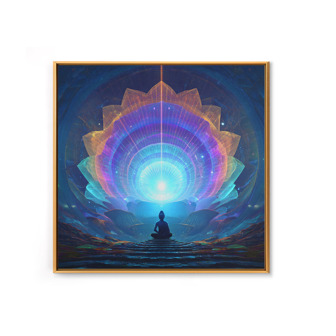 Cosmic Lotus Meditation Wall Art, Celestial Chakra Canvas Print, Psychedelic Spiritual Decor, Yoga Studio And Mindfulness Room Art