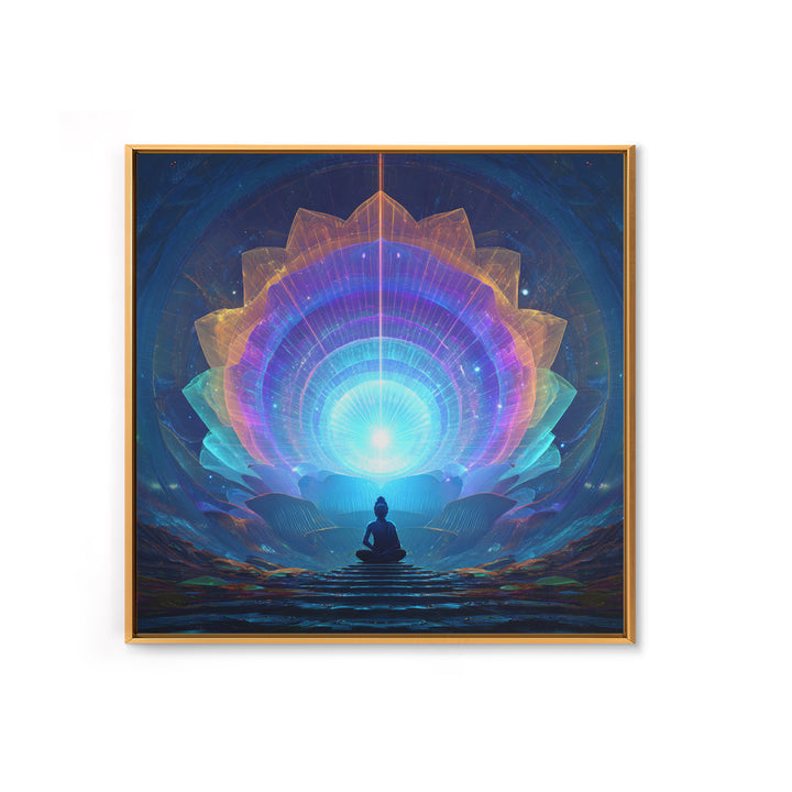 Cosmic Lotus Meditation Wall Art, Celestial Chakra Canvas Print, Psychedelic Spiritual Decor, Yoga Studio And Mindfulness Room Art